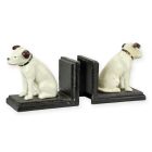 2er-Set Gusseisen-Buchstützen mit Hundefiguren, A PAIR OF CAST IRON NIPPER DOG BOOKENDS, BLACK BASE