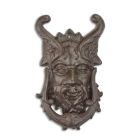 Türklopfer Teufelsgesicht aus Gusseisen, A CAST IRON DEVIL FACE DOOR KNOCKER