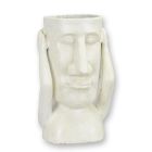 Gusseisenpflanzer Moai-Figur, Gesichttopf, Pflanzgefäß, A CAST IRON MOAI PLANTER