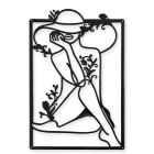 Wanddekoration Frau mit Hut in Konturdarstellung, Zinnblech, A TIN OUTLINE WALL DECOR - WOMAN WITH HAT