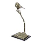 Aluminiumtierfigur Vogel auf Ast mit Marmorsockel, AN ALUMINIUM SCULPTURE ON MARBLE BASE OF A BIRD ON BRANCH