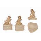 3er-Set Herzboxen mit Engelfiguren, A SET OF 3 PORCELAIN HEART SHAPED BOXES