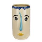 Porzellanvase, rund, abstrakt, Gesichtsdekor, Blumenvase, A PORCELAIN ABSTRACT FACE FLOWER VASE