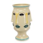 Porzellenvase, abstrakt, Gesichtsdekor, rund, mehrfarbig, Blumenvase, A PORCELAIN ABSTRACT 4-SIDED FACE FLOWER VASE