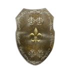 Wanddekoration Schild mit Lilie, Eisen, AN IRON WALL MOUNT SHIELD WITH FLEUR DE LIS - RUST (RX-372)