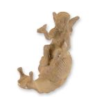 Gusseisenfigur Fee mit Schnecke, rostfarben, A RUSTY CAST IRON FIGURINE OF A FAIRY RIDING A SNAIL