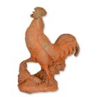 Gusseisenfigur Hahn, Höhe 56 cm, rostfarben, Hahnfigur, Gusseisenhahn, Gusseisentier, Tierfigur, Gartenfigur, A RUSTY CAST IRON FIGURINE OF A ROOSTER