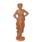 Gusseisenfigur Frau, Höhe 42,5 cm, Antike, rostfarben, Gusseisenfrau, Gusseisenfigurine, Frauenfigur, Gartendekoration, Gartenfigur, A RUSTY CAST IRON FIGURINE OF A WOMAN IN DRESS