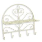 Kleines Wandregal mit Haken, Eisen, weiß, zusammenklappbar, AN WALL MOUNT IRON FOLDABLE SHELF WITH HOOKS, WHITE