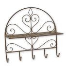 Eisen-Wandregal mit Haken, zusammenklappbar, AN WALL MOUNT IRON FOLDABLE SHELF WITH HOOKS, BROWN