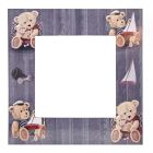 Wandspiegel, 50 x 50 cm, Holzrahmen, Teddybärmotive, Kinderzimmerspiegel, Spiegel, Holzspiegel, A WOODEN MIRROR WITH TEDDY BEAR DESIGN