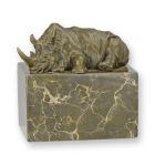 Bronzetierfigur Rhinozeros, Nashorn, A BRONZE SCULPTURE OF A LYING RHINOCEROS