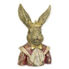 Kunststeinfigur Hasenbüste, Höhe ca. 39 cm, Hase, Hasenfigur, Kunststeinhase, Kunststeintier, Dekofigur, Tierfigur, A RESIN BUST OF A HARE DRESSED AS A KING