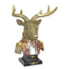 Kunststeinfigur Hirschbüste, Hirsch, Hirschfigur, Hirschfigurine, Kunststeinhirsch, Dekofigur, Tierfigur, Kunststeintier, A RESIN BUST OF A DRESSED DEER