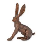 Bronzefigur sitzender Hase, Höhe 16 cm, Hasenfigur, Hasenfigurine, Bronzehase, Bronzetier, Tierfigur, Gartenfigur,  Dekorfigur, A BRONZE SCULPTURE OF A SITTING HARE