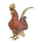 Farbige Bronzefigur Hahn, Gockel, A BRONZE SCULPTURE OF A ROOSTER - COLOURED