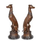 2er-Set Bronzefiguren Whippets, Hundefiguren, Höhe 75 cm, Bronzehunde, Tierfiguren, Gartenfigur, A PAIR OF BRONZE SITTING WHIPPETS