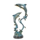 Bronzeskupltur zwei Delfine, Delfinfigur, Gartenfigur, Bronzedelfin, Bronzefisch, A BRONZE SCULPTURE OF A PAIR OF DOLPHINS