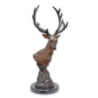 Bronzefigur Hirschkopf, Hirsch, Hirschbüste, Hirschfigur, Bronzehirsch, Bronzetier, Bronzebüste, Tierfigur, Tierbüste, Gartenfigur, Dekofigur, Wildtier,  A BRONZE SCULPTURE OF A DEER HEAD