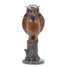 Bronzefigur Eule, Höhe 50 cm, Dekofigur, Gartenfigur, Eulenfigur, Bronzeeule, A BRONZE SCULPTURE OF AN OWL