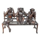 Bronzefigur Affen auf Bank, "Nichts hören, nichts sehen, nichts sagen", A BRONZE SCULPTURE OF 3 MONKEYS ON A BENCH