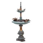 Bronzebrunnen, zweistufig, freistehend, rund, verziert, Gartenbrunnen, Standbrunnen, Springbrunnen, Etagenbrunnen, Kaskadenbrunnen, Wasserstelle, Brunnen, Fontäne, Wasserspiel, A TWO TIER BRONZE FOUNTAIN