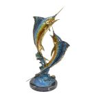 Bronzefigur zwei Marline, Fischfigur, A BRONZE SCULPTURE OF TWO MARLIN