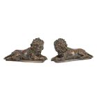 2er-Set liegende Löwen, Länge 58,5 cm, Löwenfigur, Bronzelöwe, Tierfigur, Gartenfigur, A PAIR OF BRONZE RECLINING LIONS