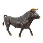 Bronzefigur Stier, mehrfarbig, Höhe 116 cm, Bronzestier, Stierfigur, Gartenfigur, A BRONZE SCULPTURE OF A  BULL