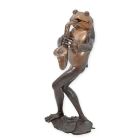 Bronzebrunnenfigur Frosch, H. 88 cm, freistehend, figürlich, Brunnenfigur, Gartenbrunnen, Standbrunnen, Brunnen, Fontäne,  Wasserspiel, A BRONZE FOUNTAIN OF A FROG PLAYING THE SAX