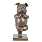 Bronzetierfigur Bulldogge beim Yoga, Hund, Hundefigur, Bronzehund, Dekofigur, Yogafigur, Gartenfigur, A BRONZE SCULPTURE OF A BULLDOG DOING YOGA