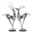 2er-Set Bronzefigur Hirsche, vernickelt, Hirschfigur, Bronzehirsch, Bronzetier, Dekofigur, Wildtier, A PAIR OF NICKEL PLATED BRONZE DEER