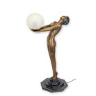 Art-Deco Lampe mit Bronzefrauenfigur, A BRONZE ART DECO FIGURAL LAMP