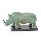 Bronzetierfigur Nashorn, altgrün, A BRONZE SCULPTURE OF A RHINOCEROS - OLD GREEN