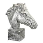 Kunststeinfigur Pferdekopf, silberfarben, Polyresin, A RESIN HORSE HEAD - OLD SILVER