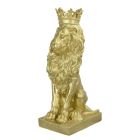 Kunststeinfigur gekrönter Löwe, goldfarben, Polyresin, A RESIN CROWNED LION - GOLD