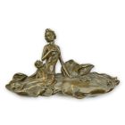 Bronzeablage, Bronze-Kartentablett mit Frauenfigur, Tischdeko, Sammlerfigur, A BRONZE CARD TRAY