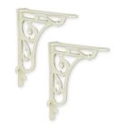 Paar Wandblumenhaken aus Gusseisen, altweiß, A PAIR OF CAST IRON WALL BRACKETS, OLD WHITE