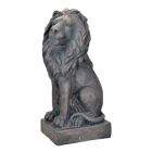 Kunststeinfigur Löwe, altschwarz, Polyresin, A RESIN AND MGO SCULPTURE OF A SITTING LION - OLD BLACK