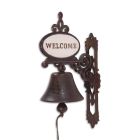 Paar Wandglocken mit Aufschrift Welcome aus Gusseisen,  PAIR OF CAST IRON WELCOME BELLS