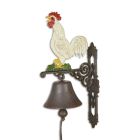 Paar Wandglocken mit Hahn, A PAIR OF CAST IRON CROWING ROOSTER BELLS