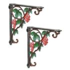 Paar Eckblumenhaken aus Gusseisen, A PAIR OF CAST IRON WALL BRACKETS