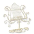 Eisenständer für Notenblätter oder Kochbuch, H. 55 cm, weiß, Eisendekoration, nostalgisch, AN IRON MUSIC OR MENU STAND - WHITE