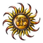 Eisen-Wanddekoration Sonne, L. 49 cm, gelb, Eisendekoration, Gartendeko, Innendeko, AN IRON SUN WALL DECOR