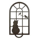 Schwarze Wanddekoration Katze im Fenster aus Eisen, AN IRON CAT IN WINDOW WALL DECOR - BROWN