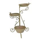 3-stufiger Eisenständer, Vogeltränke, Vogelbad, Vogelfutterspender, A 3-TIER IRON BIRDFEEDER, -BATH & PLANTSTAND