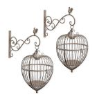 2er-Set Vogelkäfige mit Wandhalterung, Eisen, Gartendeko, A PAIR OF WALL MOUNT IRON BIRDCAGES