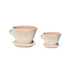 Amphora Pflanztasse mit Unterteller, Terracotta, rund, Blumentopf, Pflanztopf, Gartengefäß