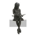 Bronze Figur, sitzendes Mädchen mit Buch, Figur, Bronzefigur