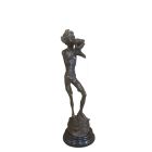 Bronze Figur, Kobold auf Marmorsockel, Bronzefigur, Gartenfigur, Gartendekoration